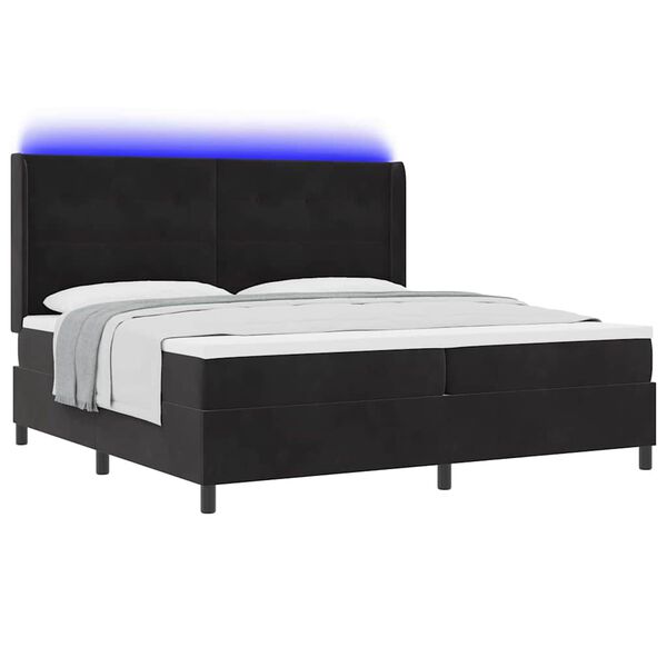 vidaXL Boxspringbed met matras met LED Zwart 200 x 200 cm Fluweel