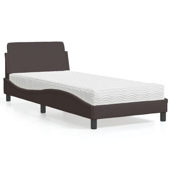 vidaXL Bed met matras "Dover" stof donkerbruin 90x200 cm