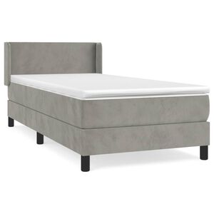 vidaXL Boxspring met matras fluweel lichtgrijs 80x200 cm