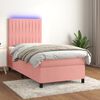 vidaXL Boxspring met matras en LED fluweel roze 90x190 cm