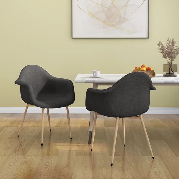 vidaXL Eetkamerstoelen 2 st stof donkergrijs