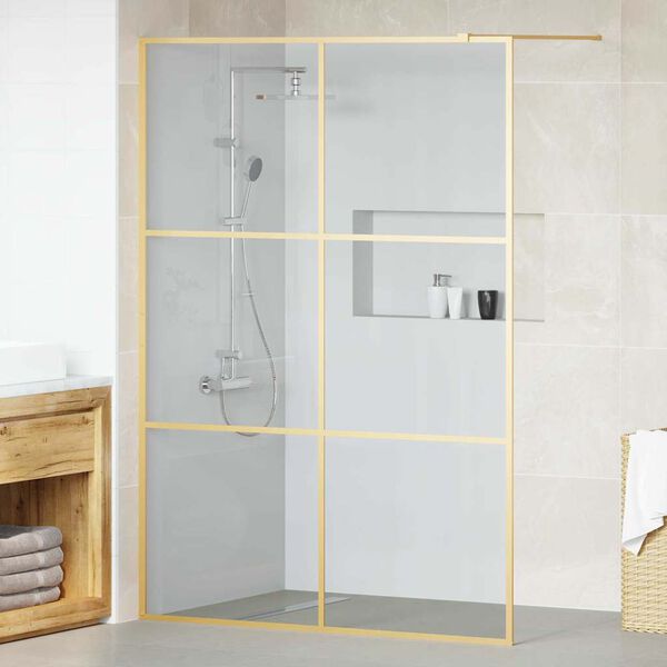 vidaXL Inloop Douche Wand Goud 140 x 195 cm gehard glas