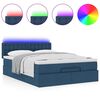 vidaXL Bed poef met matras en LED's stof 140x190 cm blauw