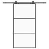 vidaXL Schuifdeur met beslagset 102x205 cm ESG glas zwart