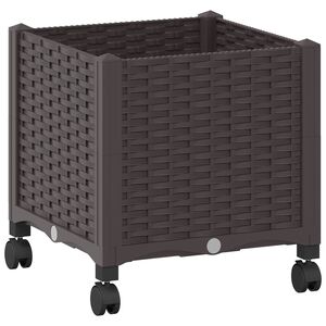 vidaXL Tuinschaal met wielen Bruin 40 x 40 x 44 cm PP