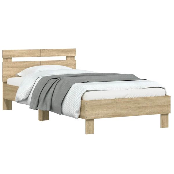 vidaXL Bedframe met hoofdbord zonder matras sonoma eiken 100x200 cm