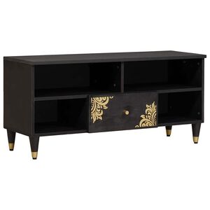 vidaXL TV-kast met lade Zwart 100 x 33 x 46 cm Massief Mango Hout
