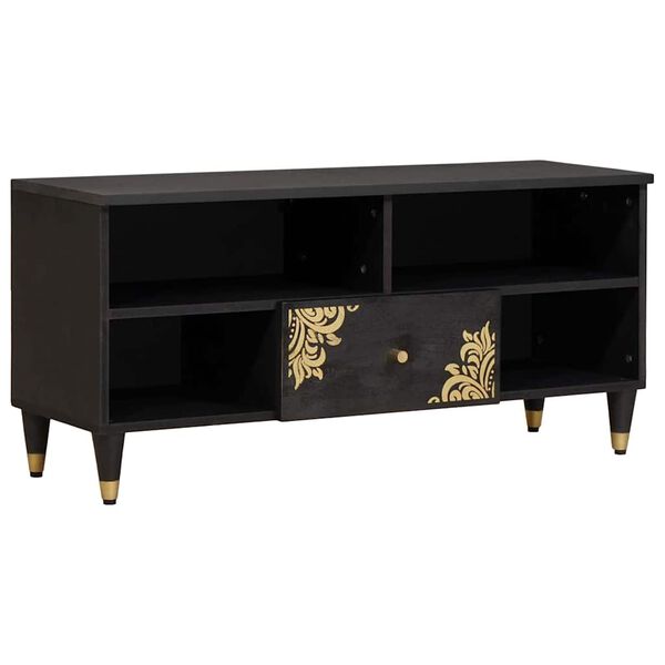 vidaXL TV-kast met lade Zwart 100 x 33 x 46 cm Massief Mango Hout