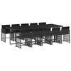 vidaXL 11-delige Tuinset met kussens poly rattan zwart
