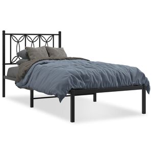 vidaXL Bedframe met hoofdbord metaal zwart 90x190 cm