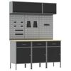 vidaXL Werkkast set 8 st Zwart Poedergecoat staal en gefabriceerd hout