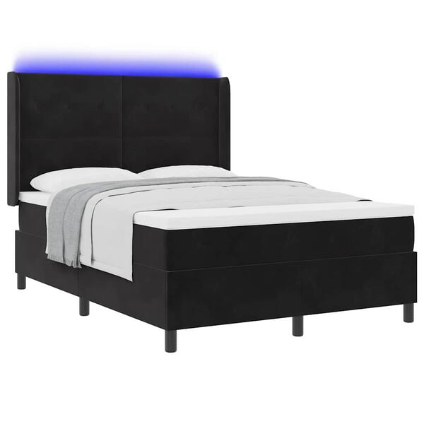 vidaXL Boxspringbed met LED-striplichten Zwart 140 x 190 cm Fluweel