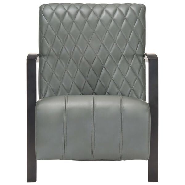 vidaXL Fauteuil echt leer grijs