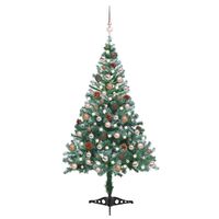 vidaXL Kunstkerstboom met verlichting ballen sneeuw dennenappel 150 cm
