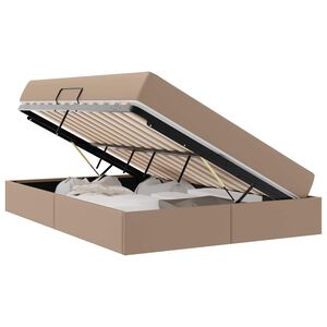 vidaXL Opslag bed met matras met matras 2 pcs Cappuccino Leer