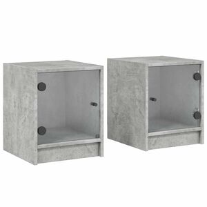 vidaXL Nachtkastjes met glazen deuren 2 st 35x37x42 cm betongrijs