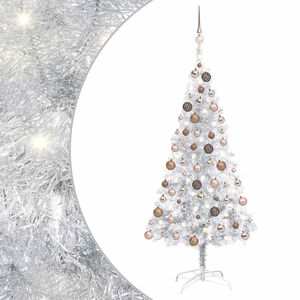 vidaXL Kunstkerstboom met verlichting en kerstballen 120 cm PET zilver