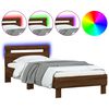 vidaXL Bedframe met hoofdbord en LED bruin eikenkleur 90x200 cm