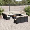 vidaXL 14-delige Loungeset met kussens poly rattan zwart