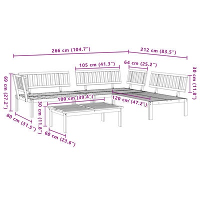 vidaXL 4-delige Loungeset pallet massief acaciahout