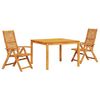 vidaXL Tuin eettafelset 3 st Bruin Massief Acaciahout
