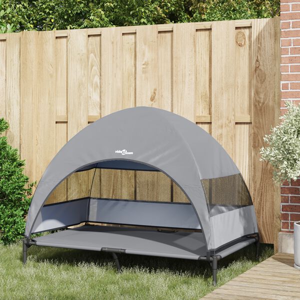 vidaXL Verhoogd Hondenbed Lichtgrijs 127 x 81 x 108 cm Stof en Staal