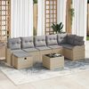 vidaXL Tuin Sofa Set met kussen met opslag 8 pcs Beige Poly riet