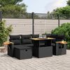 vidaXL 7-delige Loungeset met kussens poly rattan zwart