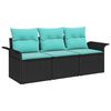 vidaXL Tuin Sofa Set 3 st Zwart Poly riet