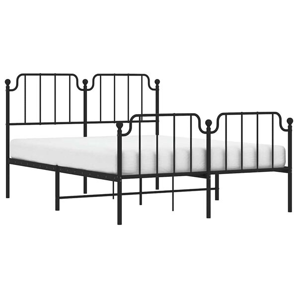 vidaXL Bedframe met hoofd- en voeteneinde&nbsp;metaal zwart 135x190 cm