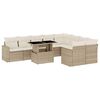 vidaXL 10-delige Loungeset met kussens poly rattan beige