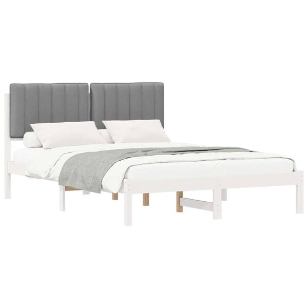 vidaXL Bedframe met Gevoerd Hoofdgedeelte Lichtgrijs 140 x 200 cm