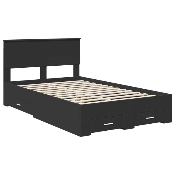 vidaXL Bedframe met hoofdeinde Zwart 120 x 200 cm Bewerkt hout
