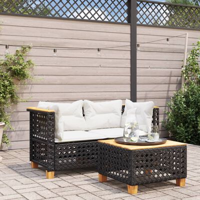 vidaXL Tuinhoekbanken met kussens 2 st poly rattan zwart