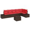 vidaXL Tuin Sofa Set met kussen 7 pcs Bruin poly rattan
