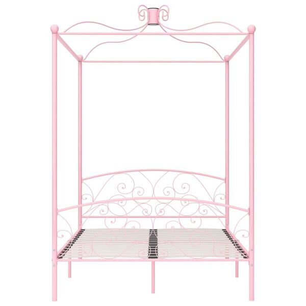 vidaXL Hemelbedframe metaal roze 140x200 cm