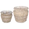 vidaXL Plantenmand met opslag GENDT 2 st Natuurlijk grijs Kubu Rattan