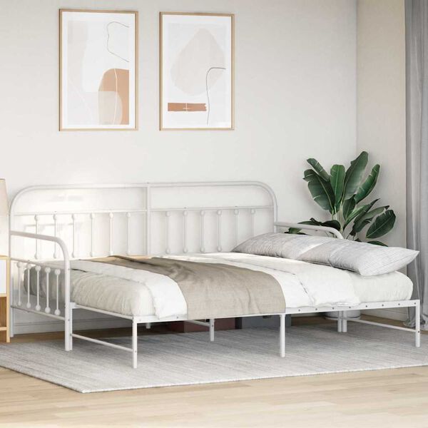 vidaXL Bedframe voor een daybed Wit 107 x 203 cm Gepoedercoat staal