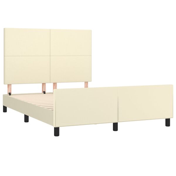 vidaXL Bedframe met hoofdbord kunstleer cr&egrave;mekleurig 140x200 cm