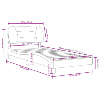 vidaXL Bedframe met hoofdbord stof crèmekleurig 90x190 cm