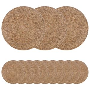 vidaXL Zeegroene placemats 12 st Naturel 100% Zeegras