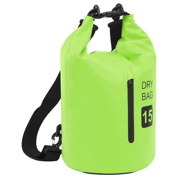 vidaXL Drybag met rits 15 L PVC groen