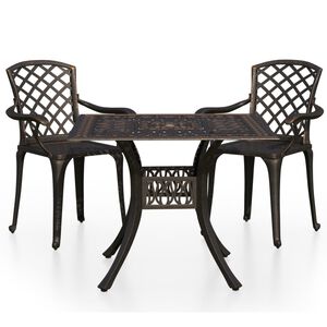 vidaXL 3-delige Bistroset gietaluminium bronskleurig