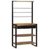 vidaXL Keukenrek Bruin en zwart 80 x 40 x 160 cm Massief Mango Hout