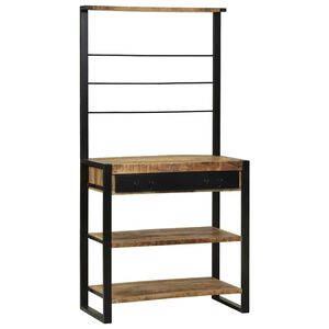 vidaXL Keukenrek Bruin en zwart 80 x 40 x 160 cm Massief Mango Hout
