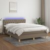 vidaXL Boxspring met matras en LED stof taupe 140x190 cm