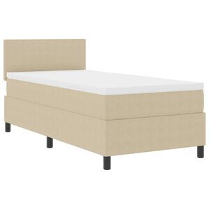 vidaXL LED Box Spring Bed Lichtgrijs en wit. 80 x 200 cm Katoen Stof