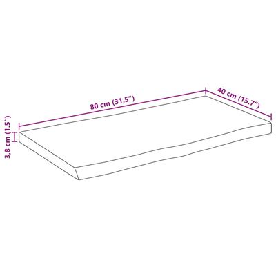 vidaXL Tafelblad met natuurlijke rand 80x40x3,8 cm massief mangohout