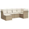 vidaXL 6-delige Loungeset met kussens poly rattan beige
