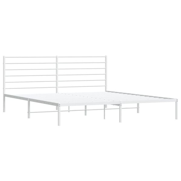 vidaXL Bedframe met hoofdbord metaal wit 180x200 cm